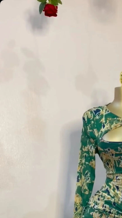 CM.YAYA Women Draped V-neck Cutout Front Ruched Stacked Bodycon Midi Long Maxi Dress 2025 Night Club Party Vestidos Sexy Dresses