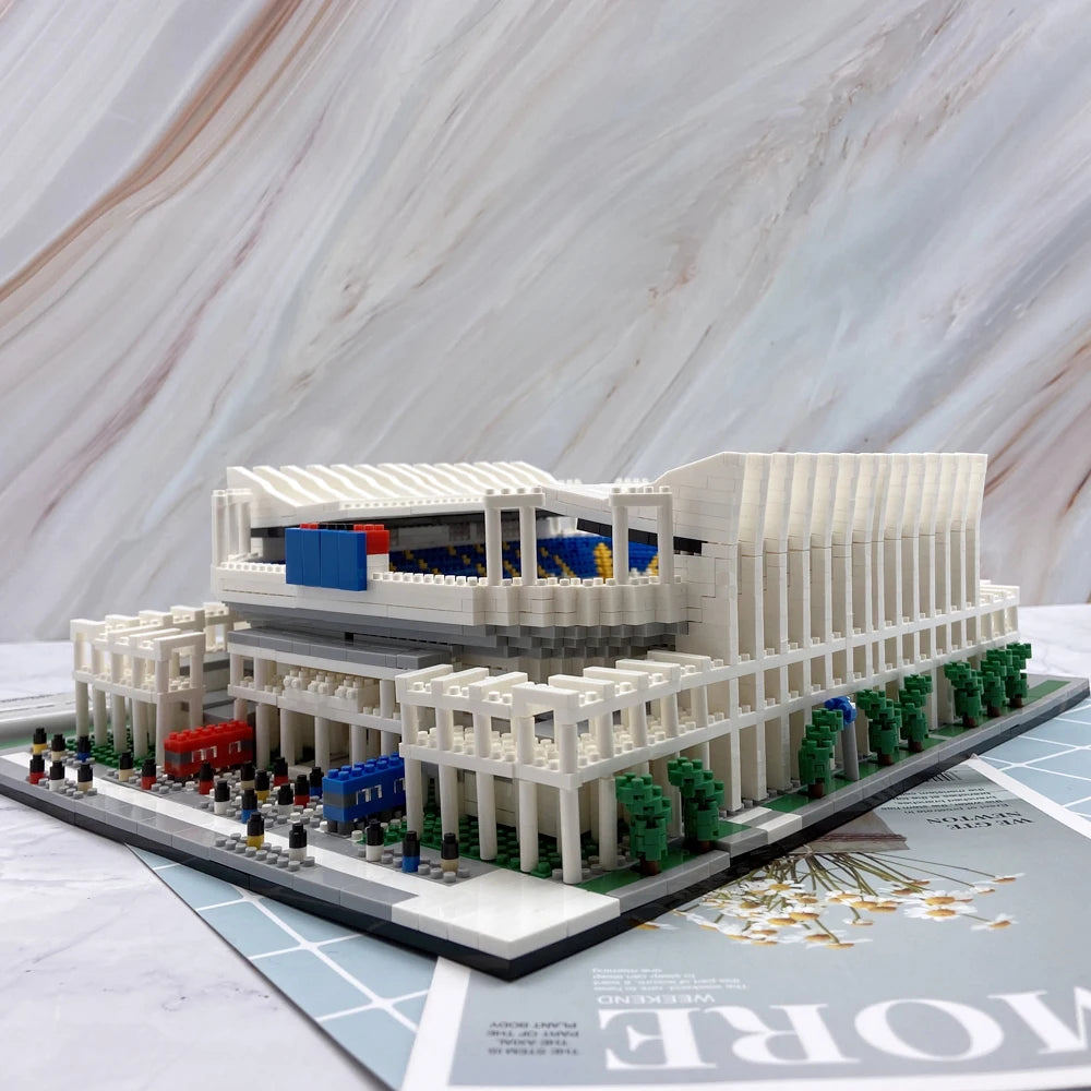Madrid Style Soccer Stadium Model Micro Mini Diamond Block Kit Kids Adult Assemble Barcelona Football Field Brick Set Puzzle Toy