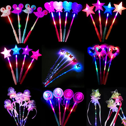 Glowing Magic Wand Flash Fairy Wand Children Kids Christmas Party Stalls Toys Halloween Small Gifts for Party Festival Bulk