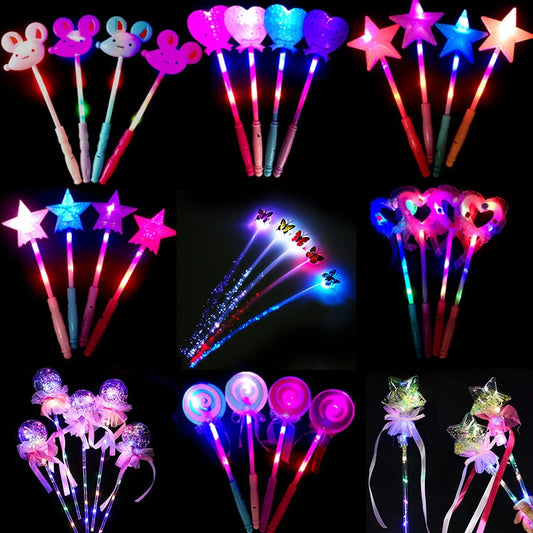 Glowing Magic Wand Flash Fairy Wand Children Kids Christmas Party Stalls Toys Halloween Small Gifts for Party Festival Bulk
