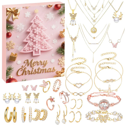Christmas Countdown Calendar 24 Days Christmas Decorative Countdown Advent Calendar Necklace Bracelet Earrings Christmas Gifts