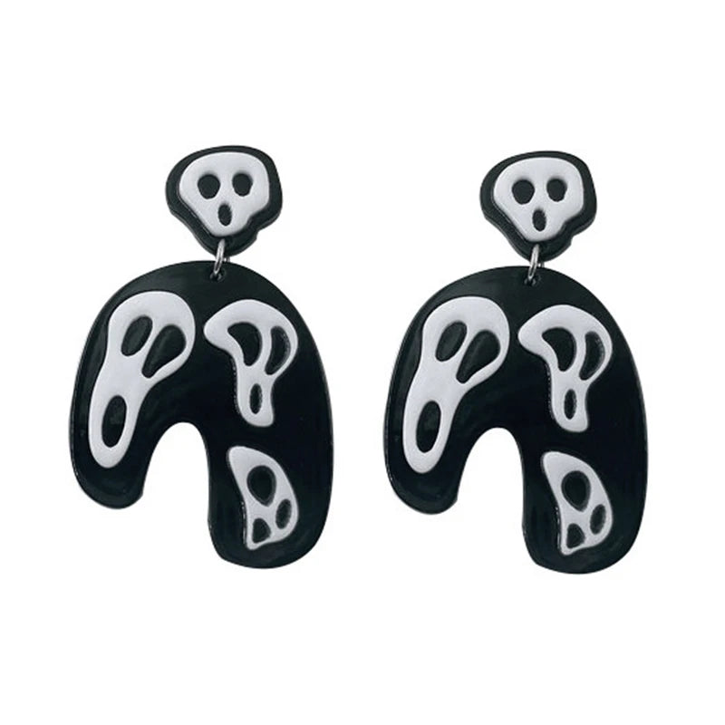 EtherealBe Halloween earrings for women featuring playful ghost designs in black and white