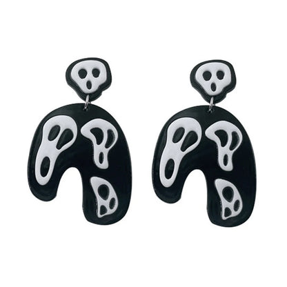 EtherealBe Halloween earrings for women featuring playful ghost designs in black and white