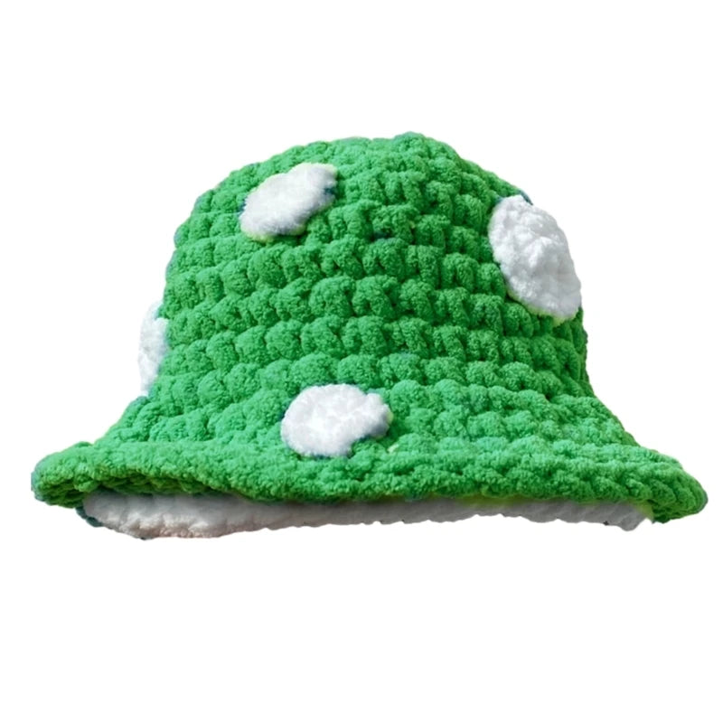 Halloween Crochet Fisherman Hat Soft Bucket Hat  Handmade Mushroom Hat Women Children Hat Novelty Photoshoots Hat M6CD