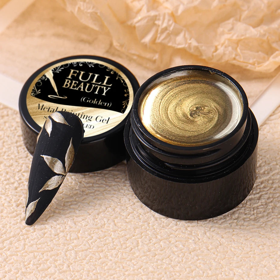 Metallic Painting Gel Chrome Gold Silver Rose Gold Mirror Effect Nail Polish Super Bright Drawing Line French Nail Art Varnish