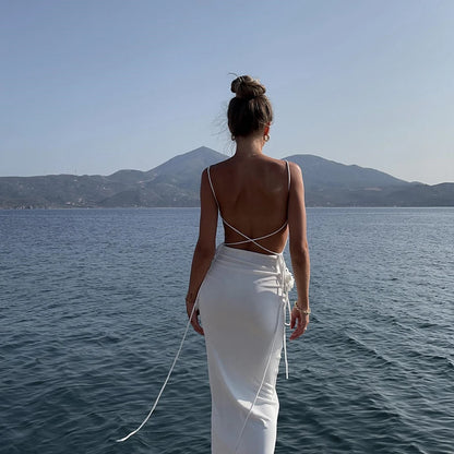 3D Floral Lace Up Backless Cover Up For Women Beach dress High Slit Hollow Out Dress 2023 Summer Sexy Beach Vacation Outfit