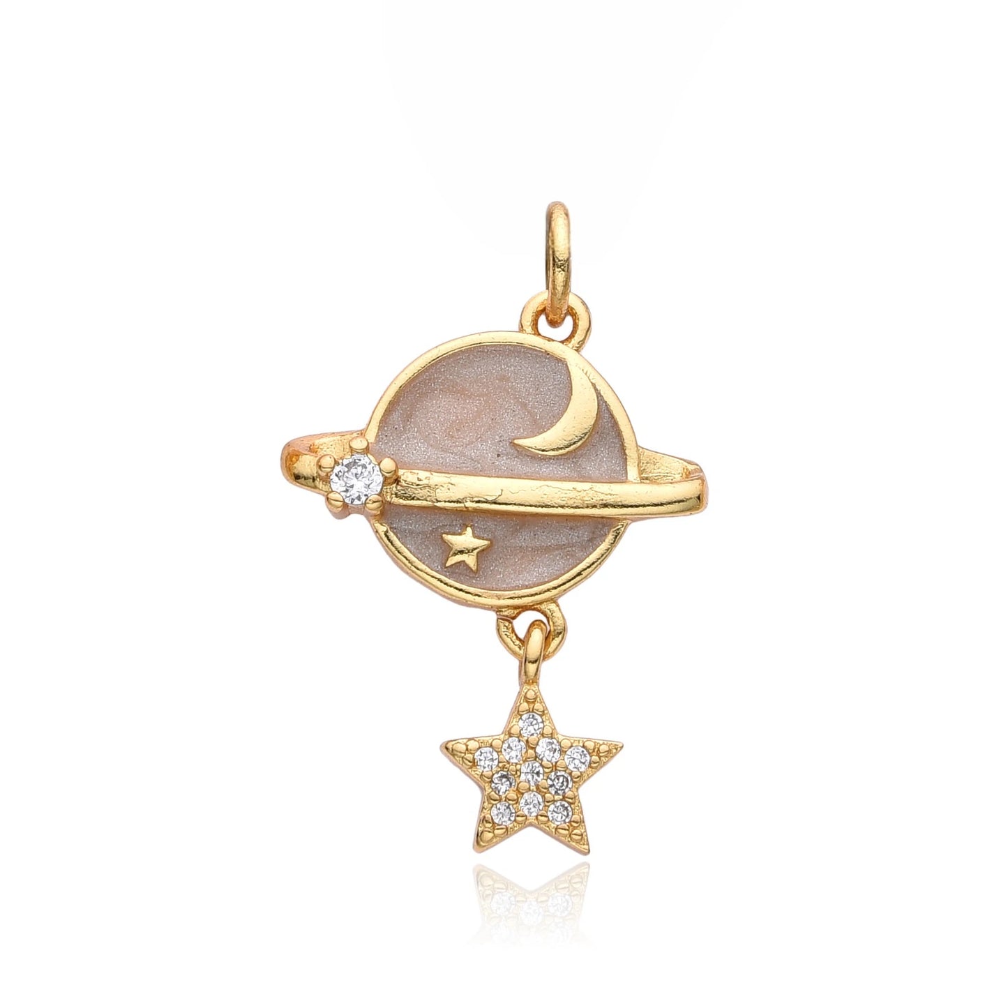 Y2K Gold Color Saturn Charms Micro-inlaid CZ Necklace for Women Planet Choker Chain Pendant DIY Jewelry Christmas Gift Wholesale