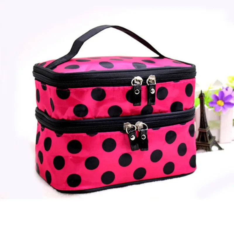 Large Capacity Makeup Bag Double Zip Women Cosmetic Bag Bathing Pouch Travel Toiletries Organizer Waterproof Storage Make Up Cas