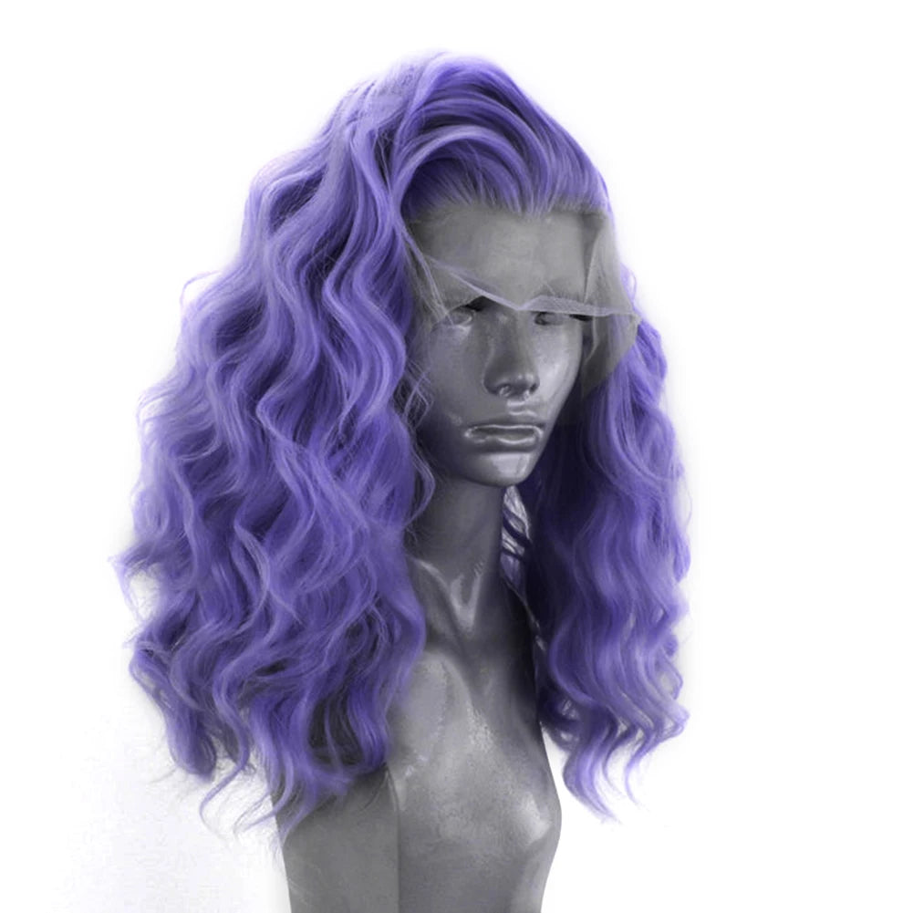 Charisma Synthetic Lace Front Wig Purple Color Short Wigs For Women Heat Resistant Natural Hairline Cosplay Wigs Short Bob Style