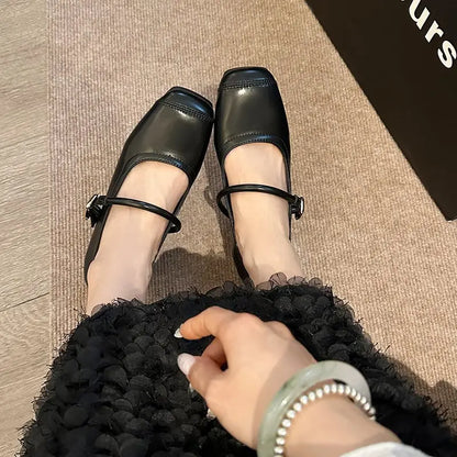 Shoes for Women New Fashion Medium Heeled Women Single Shoes Soft and Comfortable Red Ballet Shoes Zapatos De Mujer