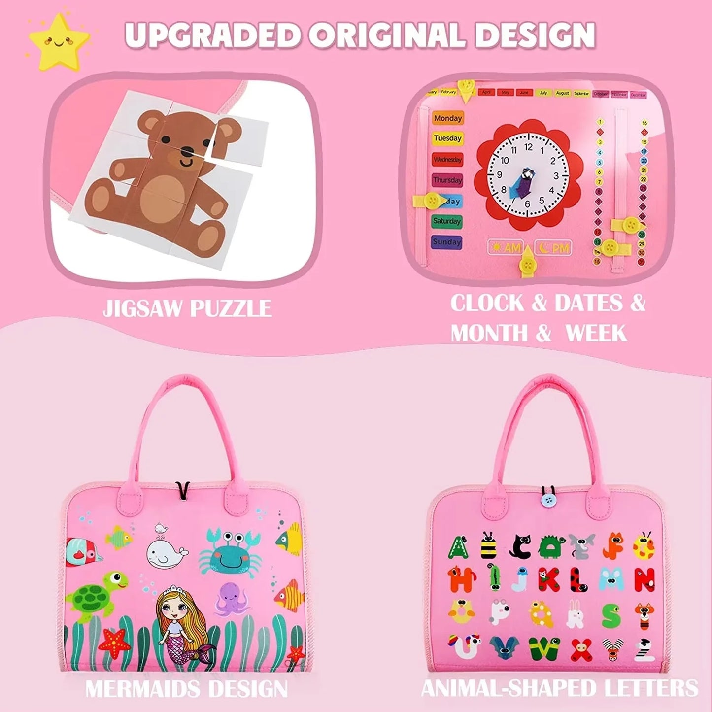 Montessori Sensory Toys Busy Board for Toddlers Promoting Motor Educational Activity Life Skills Learning for Kids With Autism