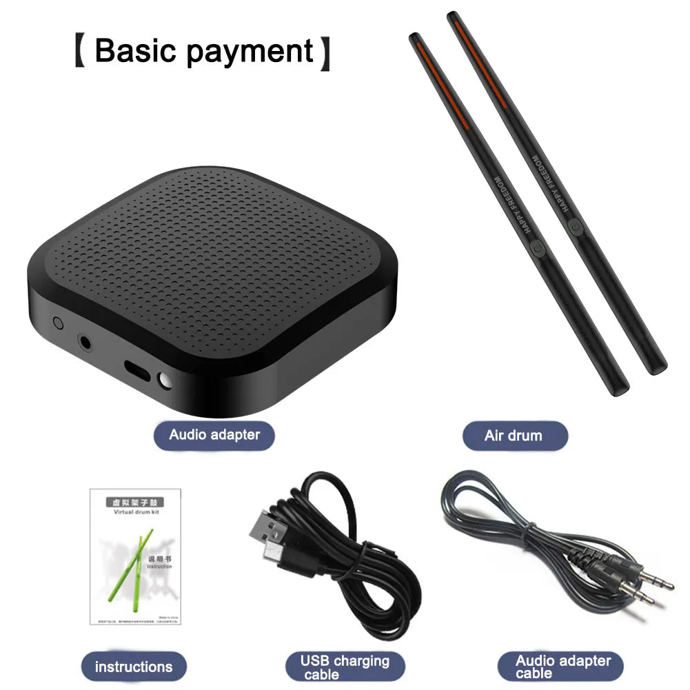 Electric Air Drumsticks Portable Electronic Virtual Air Drum Drumsticks Pedals Virtual Reality Drum Kit Gift for Adults Kids