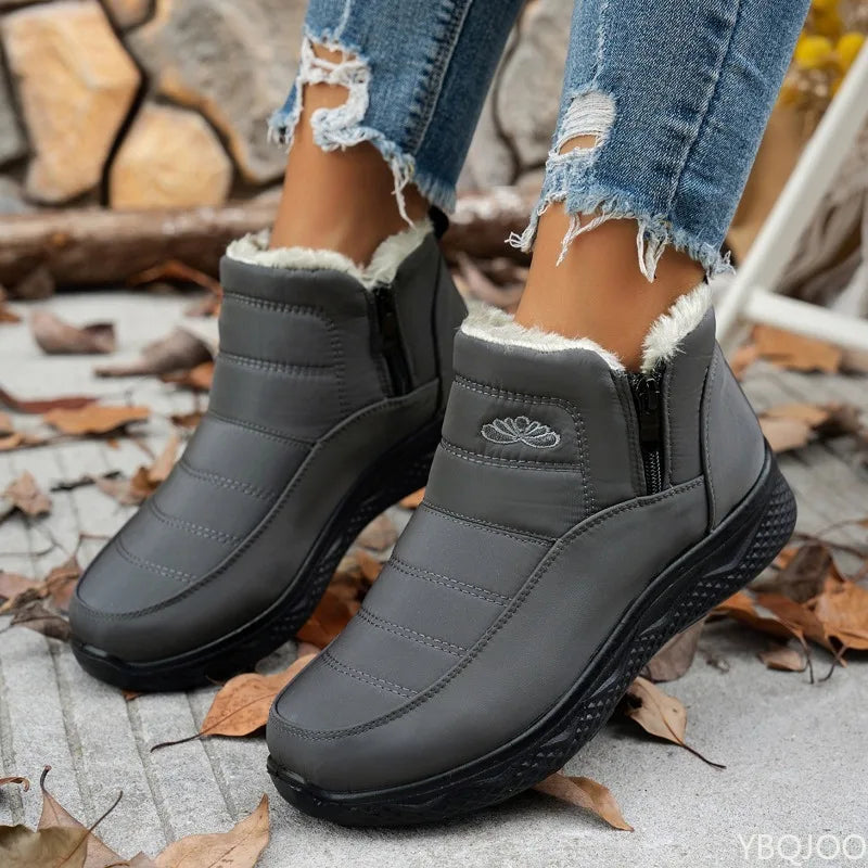 Trendy Thick Bottom Snow Boots 2024 Winter New Edition with Velvet Thickened Men's Women's Same Flat Bottom Large Cotton Boots