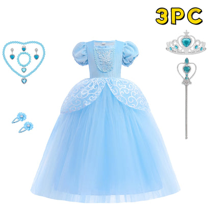 Kids Cosplay Costume Girl Summer Pageant  Fantasy Children Cinderella Carnival Clothes Princess Birthday Dress 2-10 Year