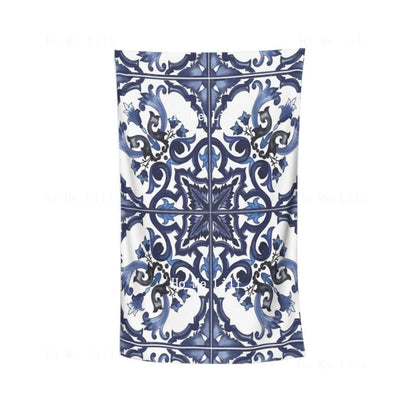 Oriental Style Abstract Luxury Blue And White Vine Pattern Of Islam Quick Drying Towel Fit For Fitness And Other Sports