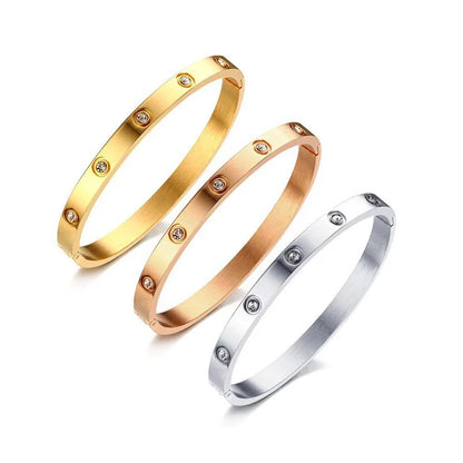 G&DAdvanced Inlai Crystal Stainless Steel Women's Bracelet/Ring Jewelry Golden Resistant To Corrosion set Gift Party Excluse