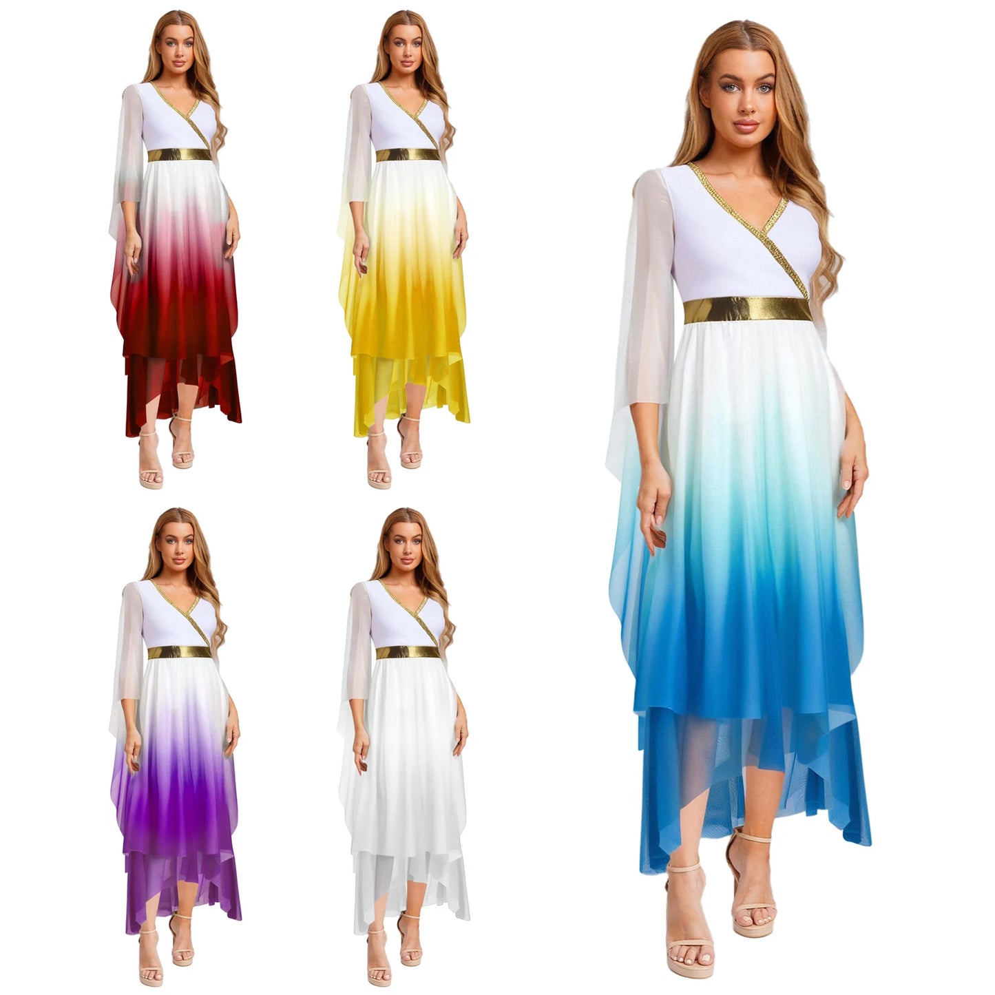Women Halloween Ancient Greek Goddesses Queen Cosplay Costume Roman Toga Gold Trim Cape Tunic Dress Church Choir Worship Robe