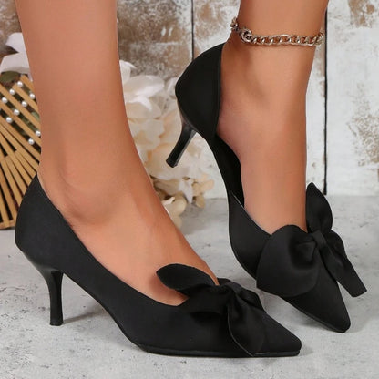 EtherealBe Shallow Mouth Fashion Heels with Bow