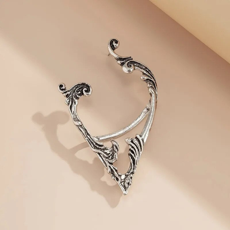 Punk Fairy Ear Cuff Earring Dark Elf Ear Clip No Piercing Earrings For Women Silver Color Goth Halloween Earcuff Jewelry