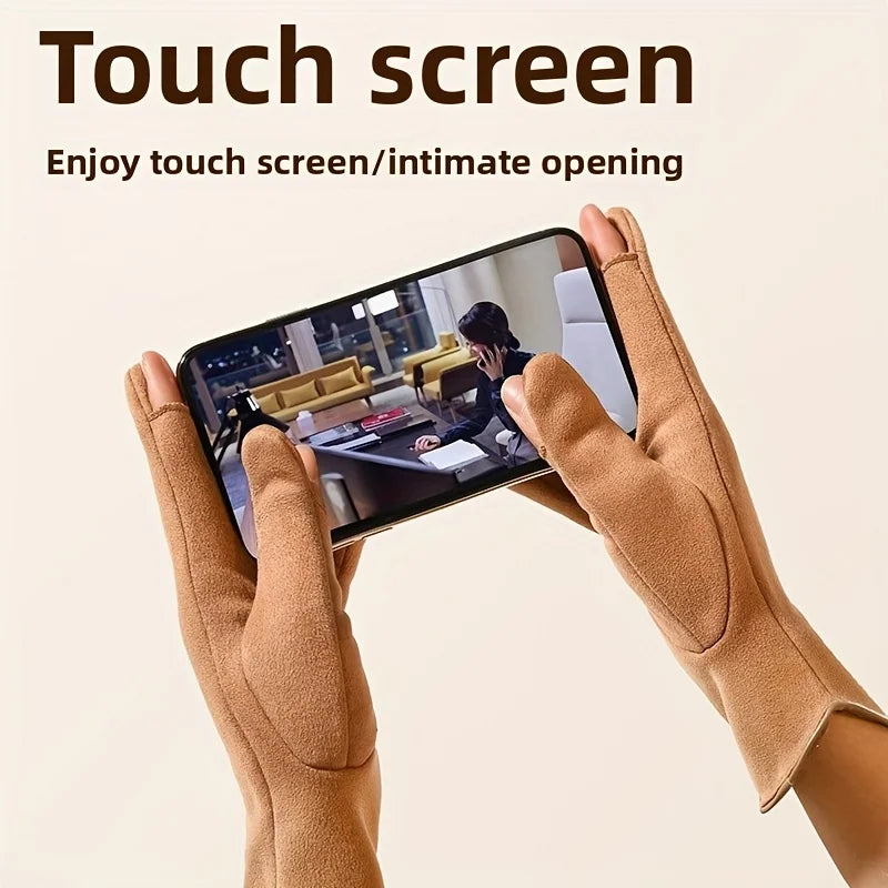 Winter Gloves for Women-Touchscreen Suede Leather Glove with Warm Fleece Lining Gifts