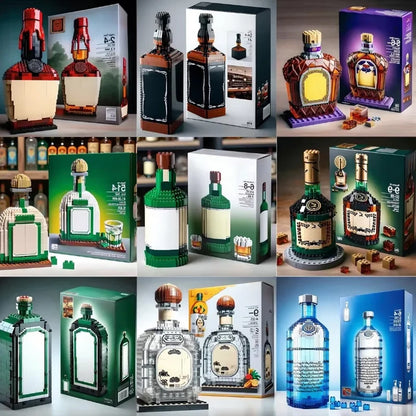 Creative Whiskey Bottle Building Blocks, 3D Puzzle DIY Model Kits for Adults, Home Bar Decoration, 11 Styles Available