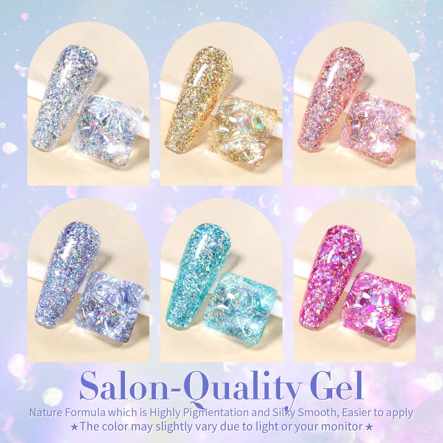 BORN PRETTY 7ml Glitter Gel Nail Polish Set Sparkly Shiny Gold Silver Pink Glitter Gel Polish Kit Winter Christmas Gift Box