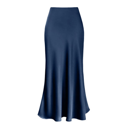 Silk Satin A-Line Pleated Long Skirts Women 2024 Summer Korean Elegant Skirt High Waist Solid Satin Dress Midi Maxi Skirt 스커트