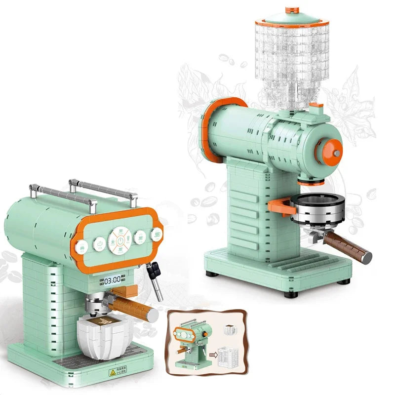 Classic Creative Coffee Machine Mini Diamond Model Building Blocks  City Friend Bricks Toys for Kids Adult Gifts