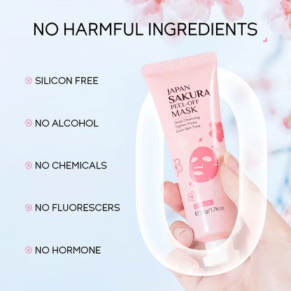 Sakura Peeling Face Mask Deep Cleansing 24k Gold Blackhead Removed Tear Off Mask Repairing & Smoothing Facial Skin Care 50g