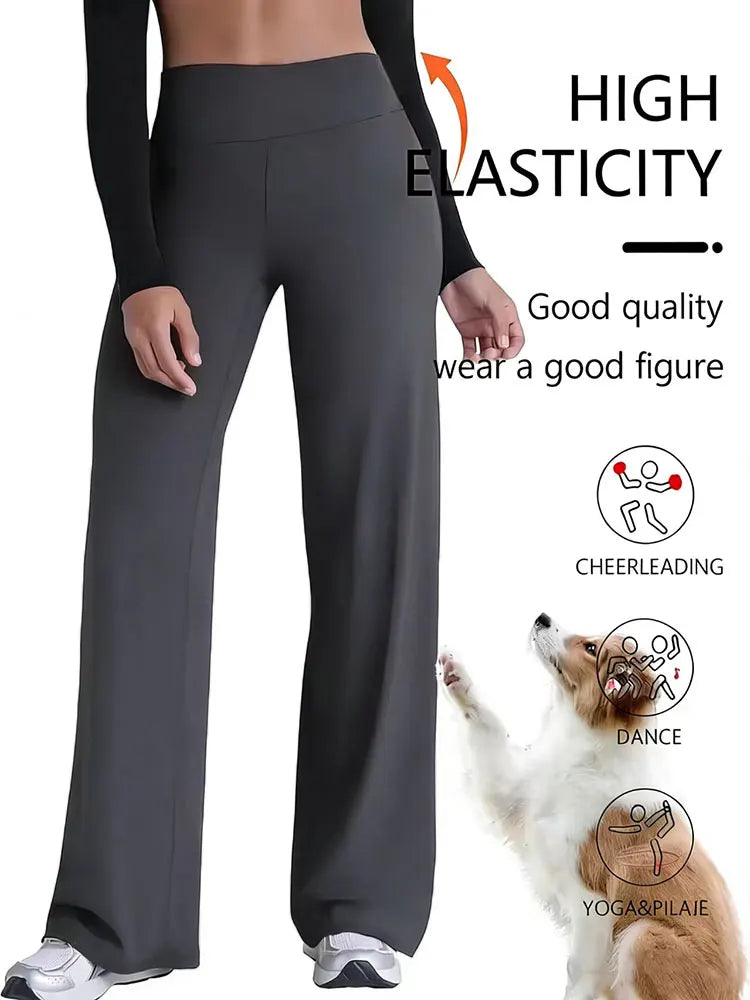 Women's Spring & Summer Wide-Leg Athletic Pants, High-Waisted Butt-Lifting Tummy-Control Yoga Pants,Plus Size Clothes,Jeans（New）