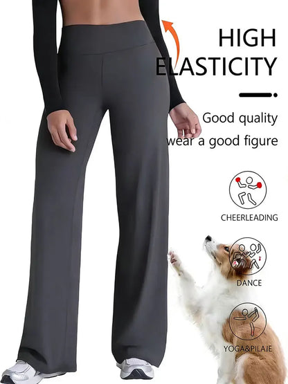 Women's Spring & Summer Wide-Leg Athletic Pants, High-Waisted Butt-Lifting Tummy-Control Yoga Pants,Plus Size Clothes,Jeans（New）