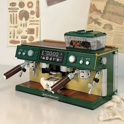 Classic Creative Coffee Machine Mini Diamond Model Building Blocks MOC Construction Bricks Collection Toy Children Xmas Gift