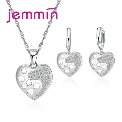 Hot Sale 925 Sterling Silver New Arrival Delicate Various Styles Peach Heart Shape Necklace Earrings Jewelry Sets For Women