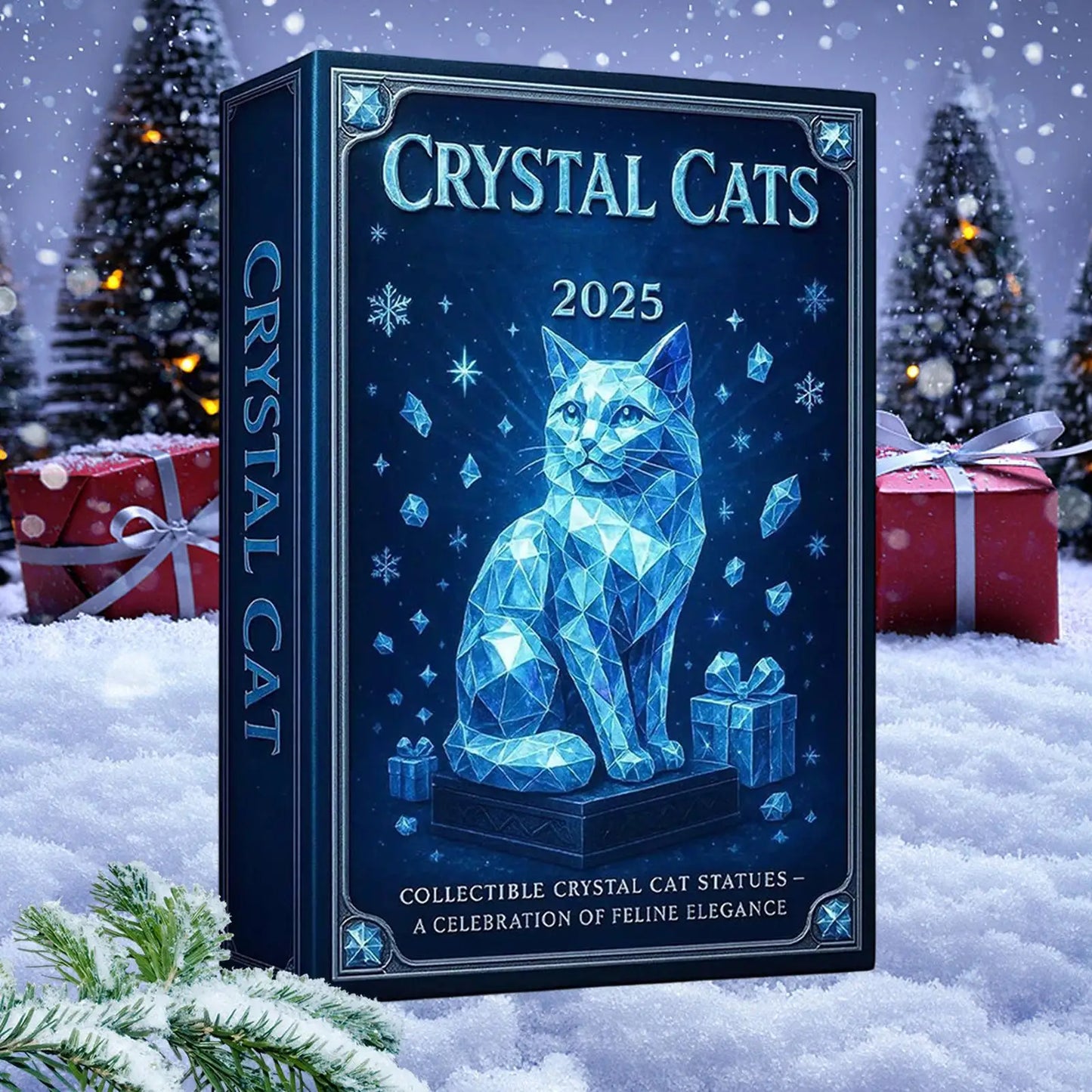 Cat Christmas Countdown 24 Days Christmas Advent Calendar 2D Acrylic Cat Collectible Figurine for Xmas Tree Decor Kids Gifts