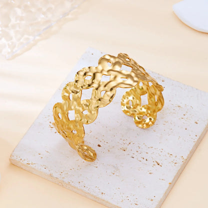 Exaggerated Metal Shell Starfish Flower Bangles Bracelets For Women Men Stainless Steel Fish Bow Heart Open Cuff Bangle Jewelry