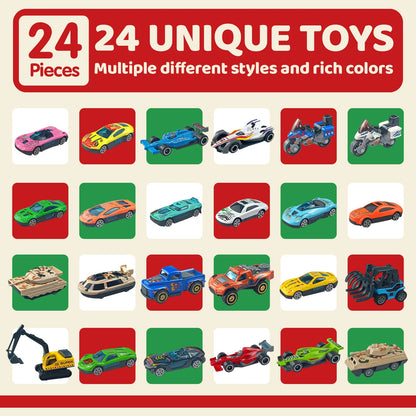 Christmas Gifts Advent Calendar 24 Days Alloy Car Inertial Vehicle Model Children's Toy Metal Cars Set Toys for Boy Kid New Year