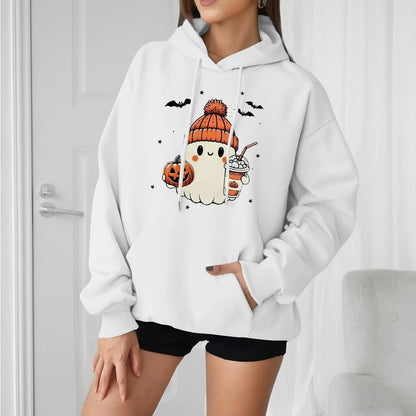 Women Halloween Printed Hoodie Casual Long Sleeve Sweatshirt Fashion Oversize Pullover Cozy Winter Streetwear Chic Loungewear