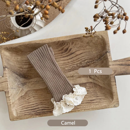 Autumn Baby Girls Leggings Ribbed Pants Cotton Lace Cuff  Toddler Kid Leggings Striped Casual Pants Kids Outfits Trousers