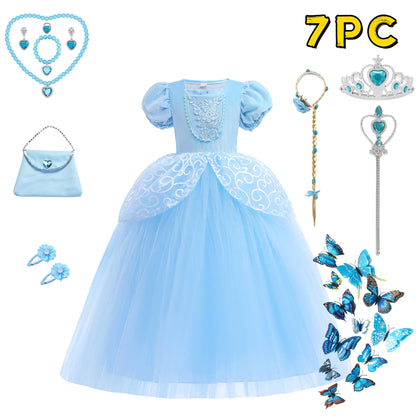Kids Cosplay Costume Girl Summer Pageant  Fantasy Children Cinderella Carnival Clothes Princess Birthday Dress 2-10 Year