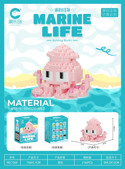 Marine Organism Micro Building Blocks Sea Turtle Killer Whale Beluga Walrus Penguin Mini Brick Figure Toys For Christmas Gift