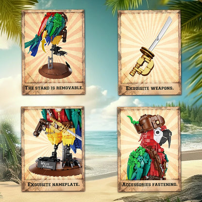 Pirate Parrot MOC Building Blocks Animals Cool Room Decoration Creative Bricks DIY Toys for Kids Children Adult Festival Gifts