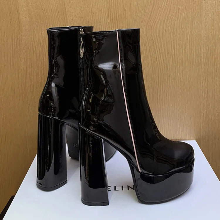 Autumn Winter 2025 New Super High Heels Zipper White Ankle Boots for Women Round Head Casual Party Versatile Platform Shoes 43