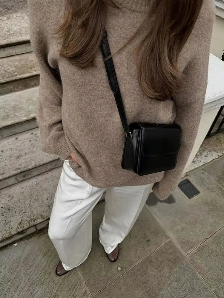 HH Autumn Sweater For Women Fashion Vintage Wine Red Knitted Pullover Long Sleeve O Neck Sweatshirt High Street Knitwear Top