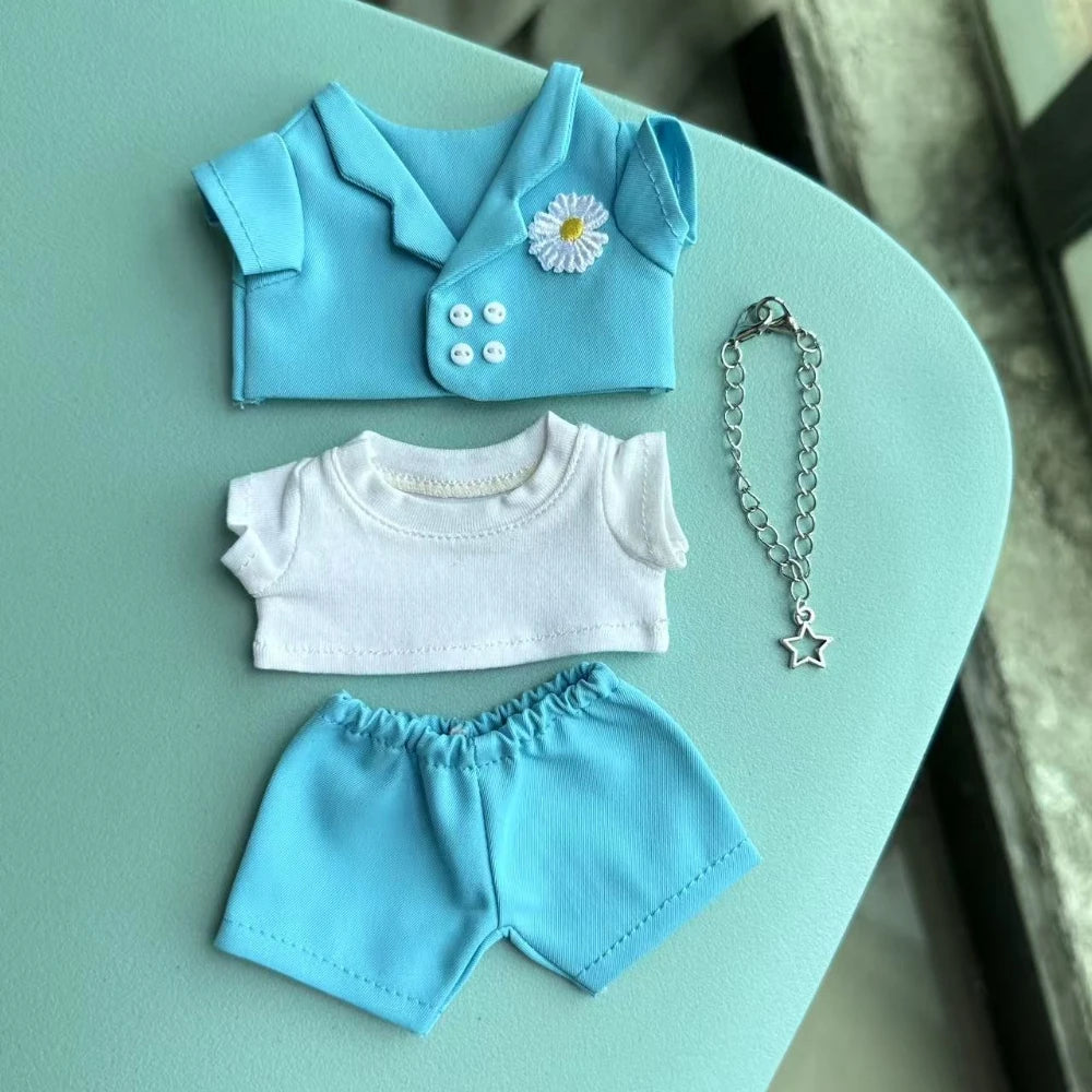 Clothes For Labubu 17cm Outfit Accessories for The Monster Korea Kpop Labubu Idol V1 V2 V3 Clothing GD K-Pop Cool Suit Straw Hat