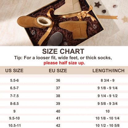 Evshine Winter Mini Snow Boots For Women Plush Lined Warm Suede Snow Boots Comfy Fuzzy Boots Fur Home Ankle Boots Lady Snow Boot