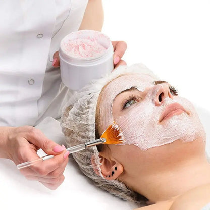 Aesthetic treatment featuring facial mask applicator brushes for applying facial masks smoothly