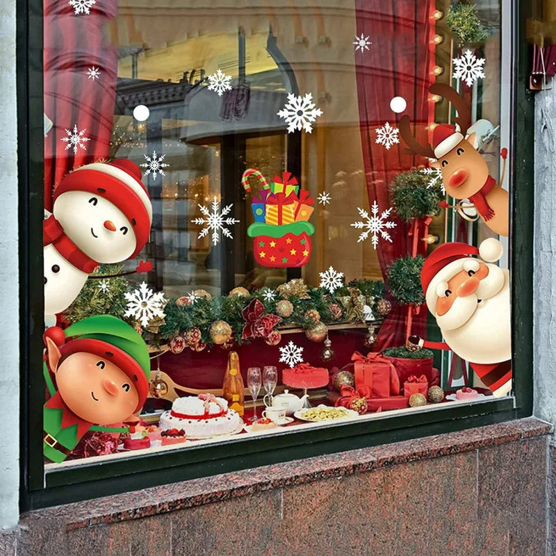 Christmas Window Sticker Merry Christmas Decorations For Home 2025 Cristmas Ornament Xmas Navidad Natal Gifts New Year 2026