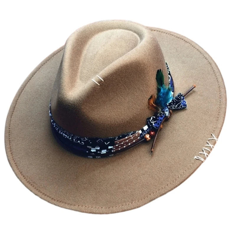 Fashion Fedoras Homburg Panama Hat Exotic Maillard for Women Men Photo Props Western for Men Women Unisex Wear Headwear