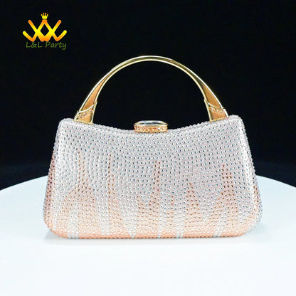 EtherealBe Gold Rhinestone Fashionable shoes and bag set