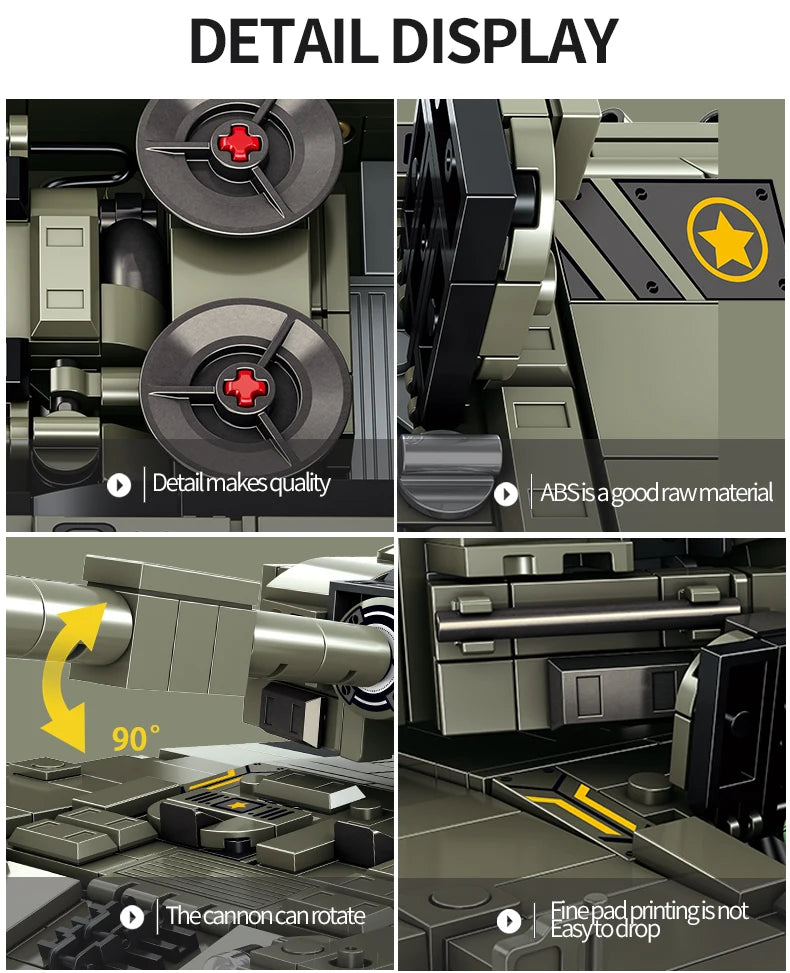 WW2 Military Leopard 2A4 Battle Tank Series Building Blocks Brick Model MOC Army Weapon Boy Set Kid Toy Childrens Christmas Gift